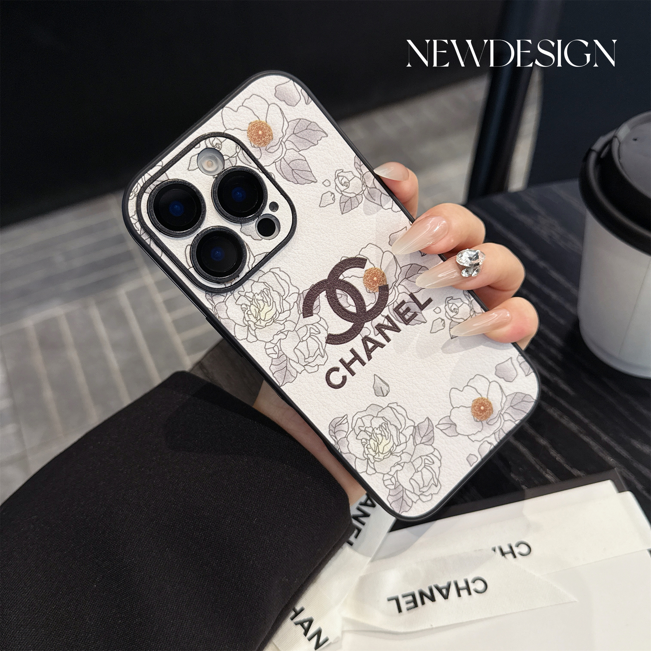 Exclusive Design Chanel Camellia Leather Apple iPhone Case