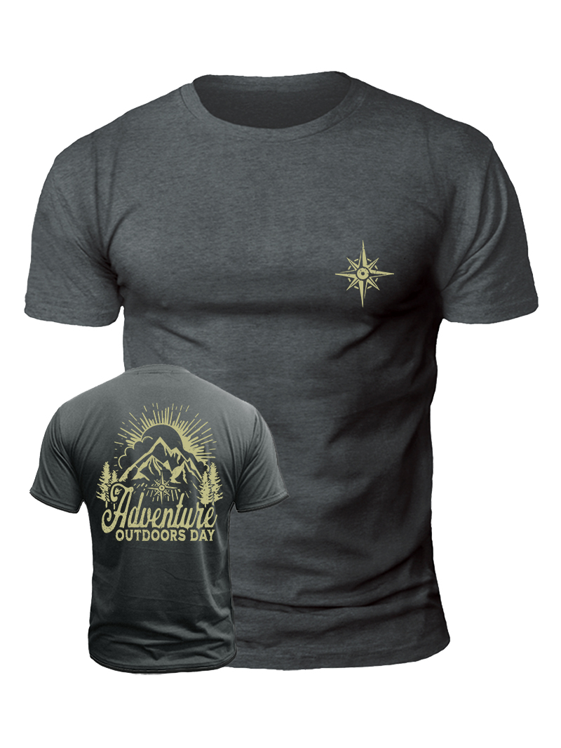 Men's Adventure Outdoors Day Print Casual Short Sleeve T-shirt