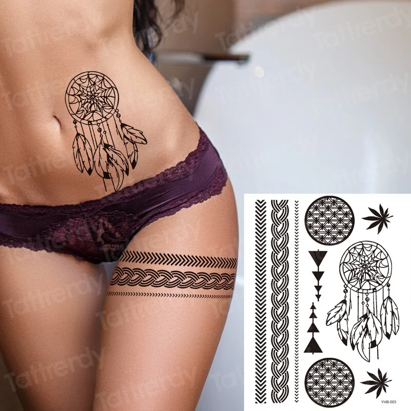 sexy tatoo for women temperary tattoo leg stocking black henna lace tattoo sticker girl water fake tatoo decal big size body art