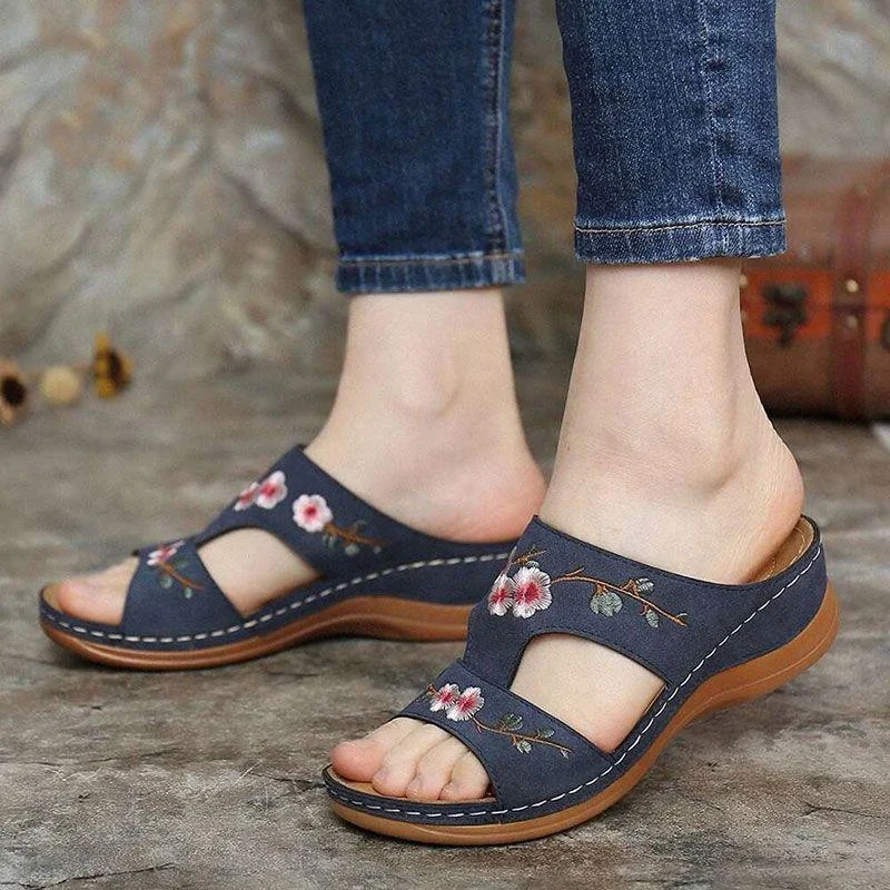Wow!! | 45% OFF | UniqComfy™ Premium Flower Embroidered Wedge Sandals