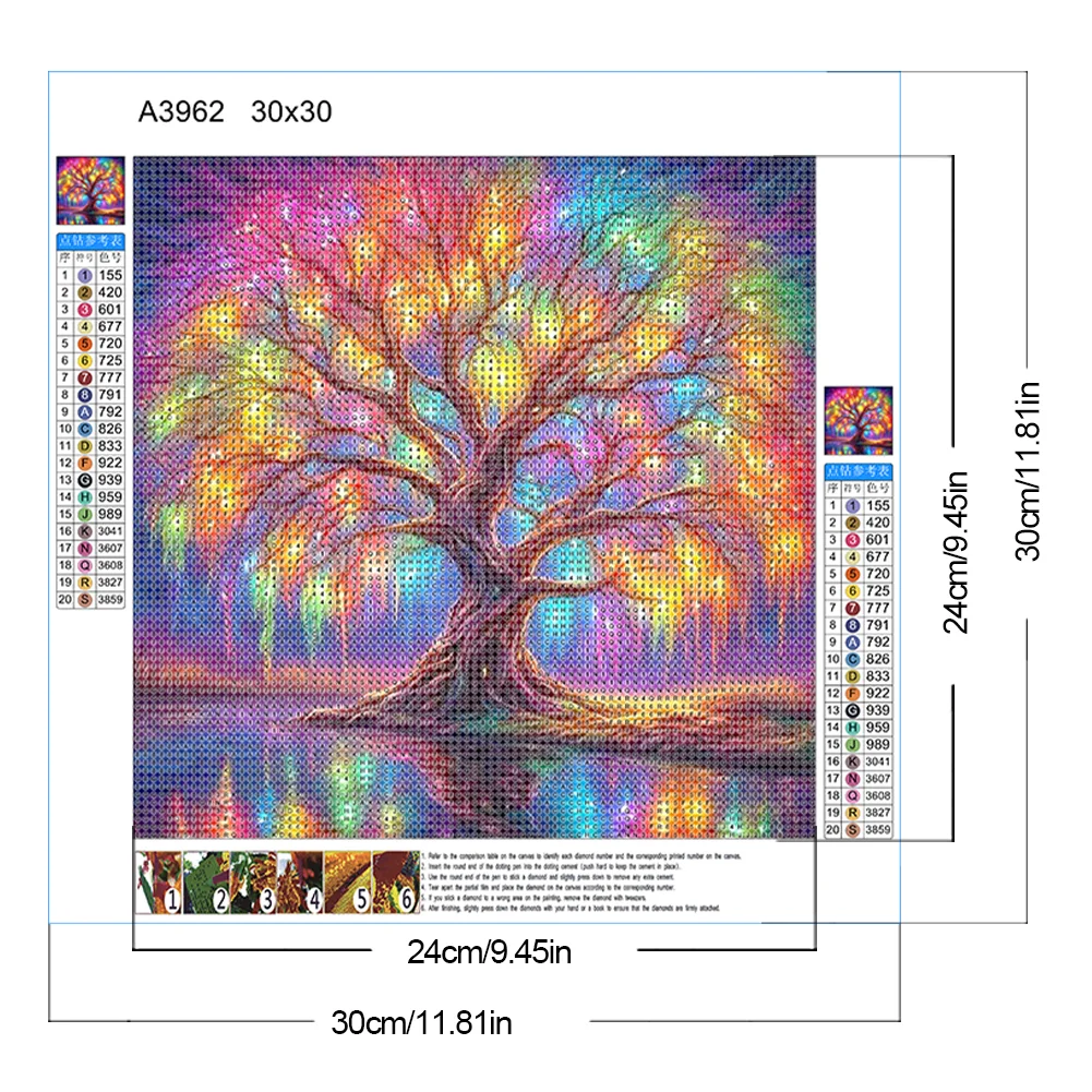 Diamond Painting - Full Round Drill - Colorful Tree(Canvas|30*30cm)