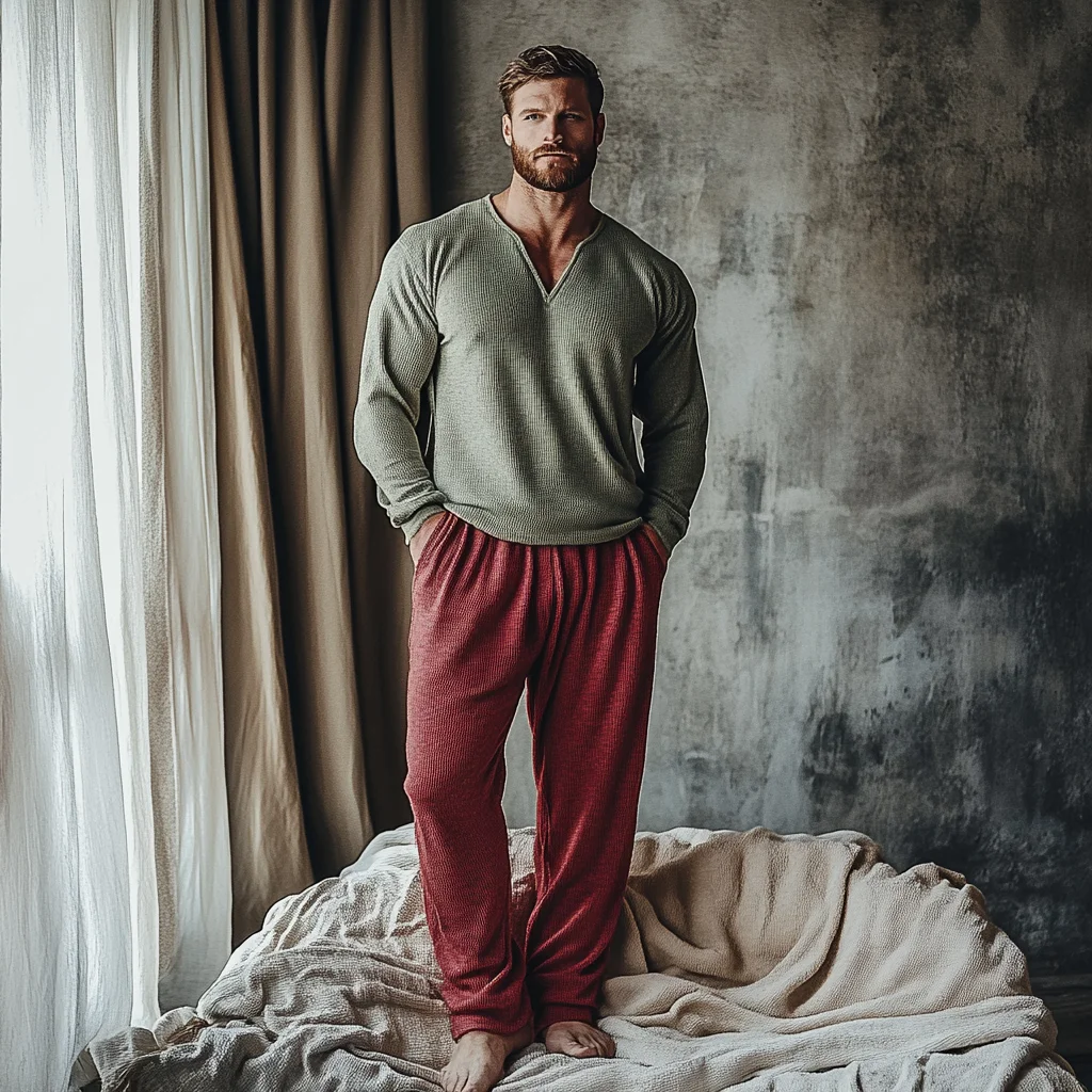 Men's Christmas Autumn And Winter Warm And Comfortable Casual Pajamas And Pants Two-piece Set-inspireuse