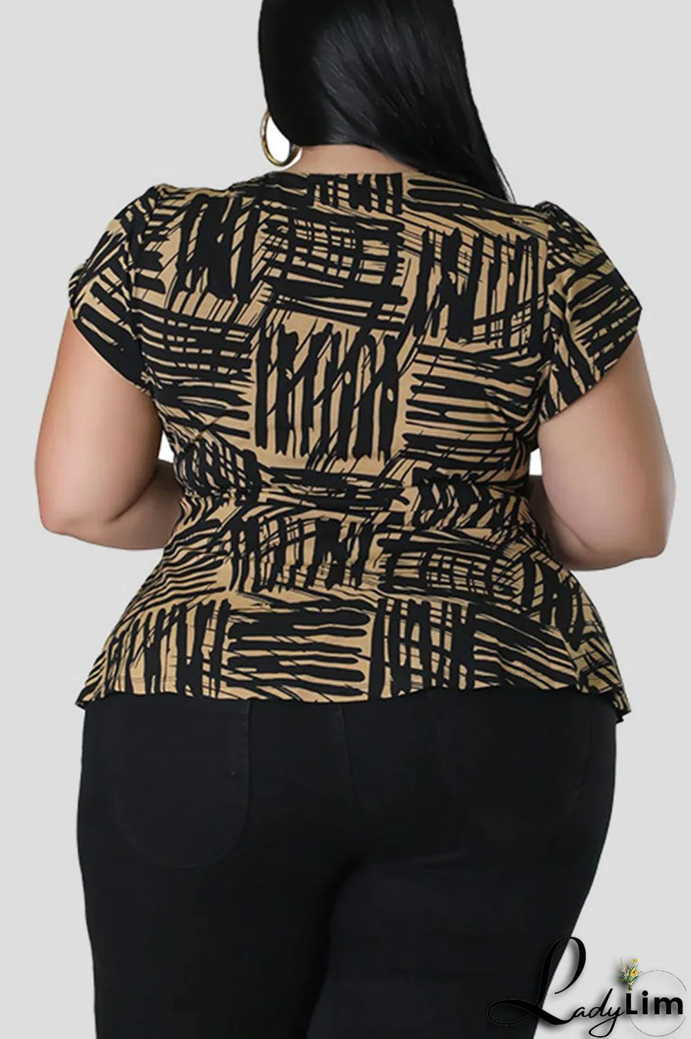 Red Casual Print Bandage Patchwork V Neck Plus Size Two Pieces