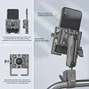 Motorcycle bike Phone Mount with Shock Absorber,360 Rotation Universal for 5.5-7.0 Inch Smartphones,Handlebar Strong Rod Clamp and Double Socket Arm with Two 1" Ball Base
