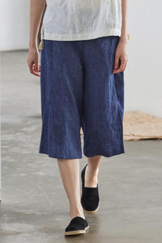 Summer Loose Blue Cotton Linen Shorts Women Casual Design Short Pants C1921