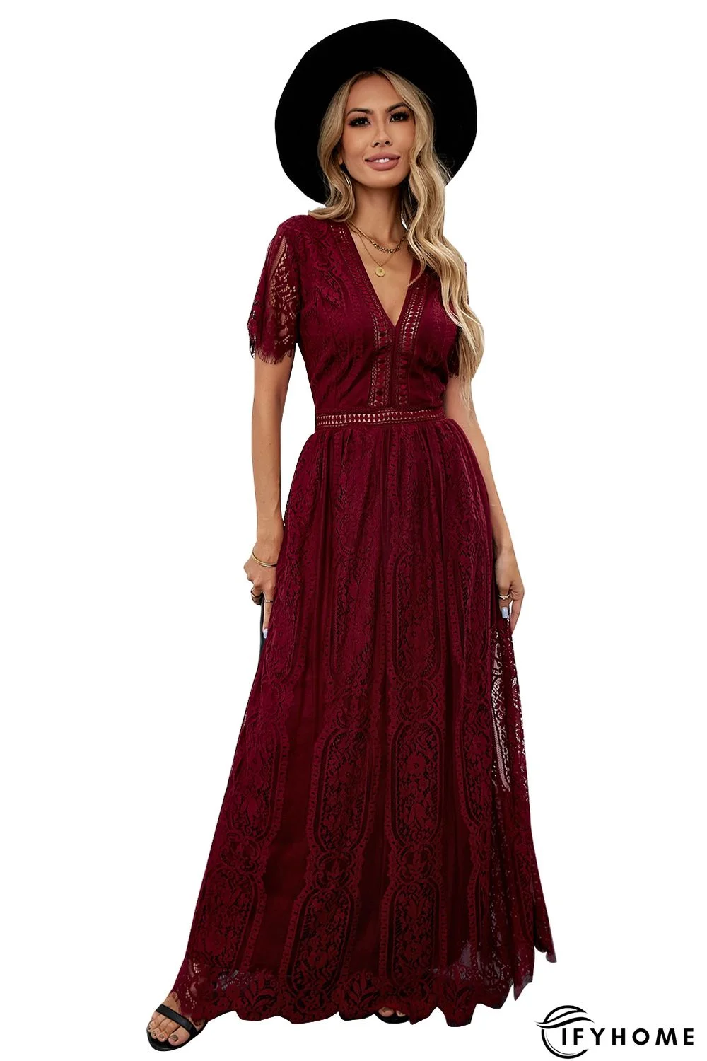 Red Blue Fill Your Heart Lace Maxi Dress | IFYHOME