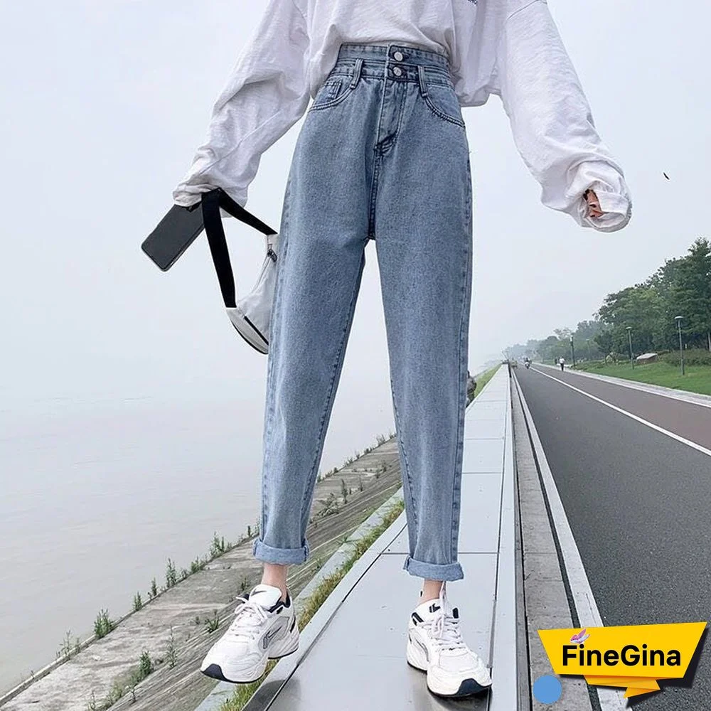 Woman Jeans High Waist Clothes Wide Leg Denim Clothing Blue Streetwear Vintage Quality Fashion Harajuku Straight Pants