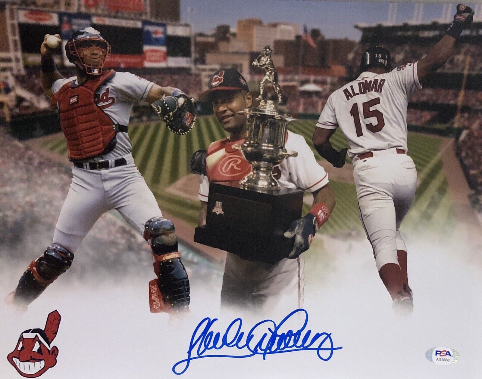 Sandy Alomar Jr Signed Autographed Cleveland Indians 11x14 Photo Poster painting Psa/Dna