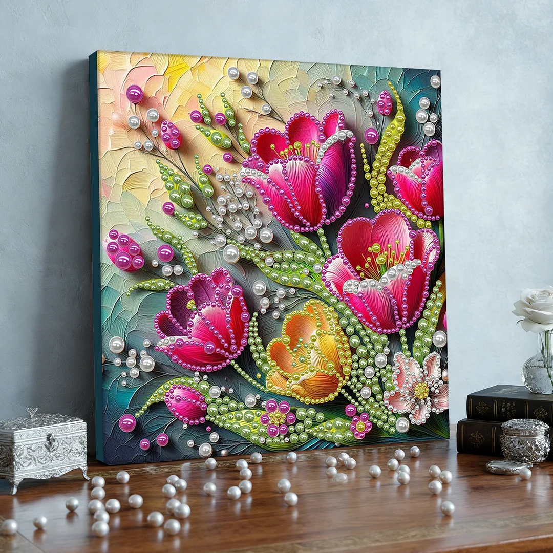 Tulip - DIY Pearl Diamond Art Kit With Frame 30*30cm