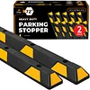 Xpose Safety 72" Heavy Duty Rubber Parking Stopper &ndash; 2 Pack Wheel Blocks for Garage, Driveway, or Ramp &ndash; Car Bumper Stop with Yellow Reflective Strips &ndash; Removable Floor Mount