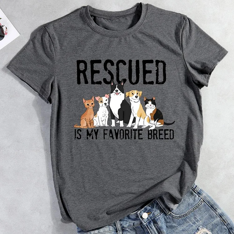 Rescue is my favorite breed Pet Animal Lover T-shirt Tee -012250