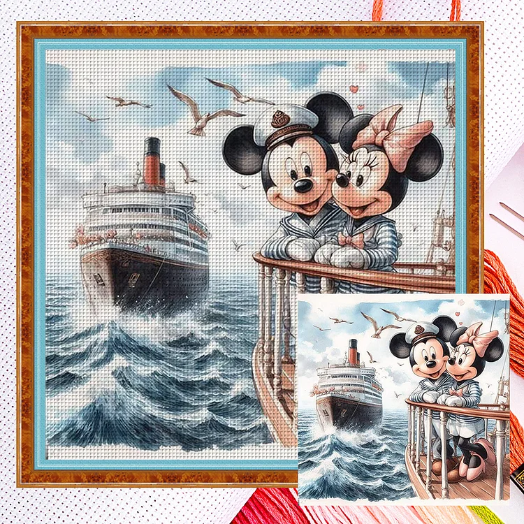 Mickey And Minnie (40*40cm) 14CT Counted Cross Stitch gbfke