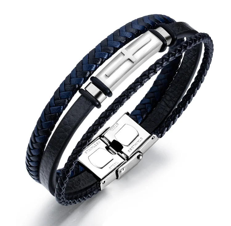 Fashionable Men's Leather Bracelet with Versatile Multi-layer Woven Leather Bracelet_ viptrois