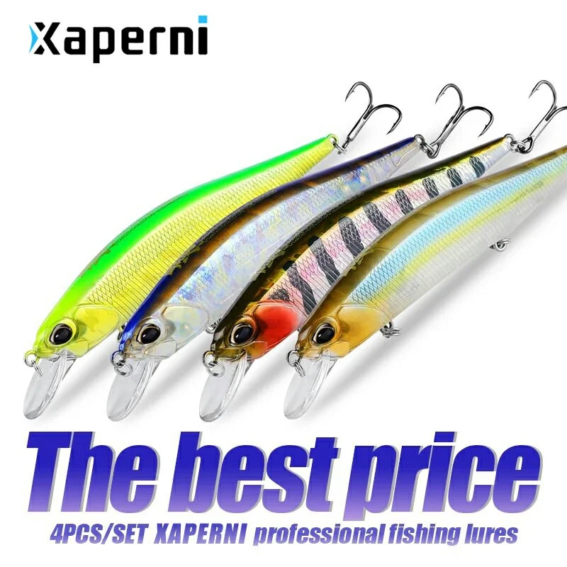 Xaperni Hot sales 4pcs/set 11cm 17g depth0.8-1.6m hot model fishing lures hard bait 10color minnow quality professional minnow