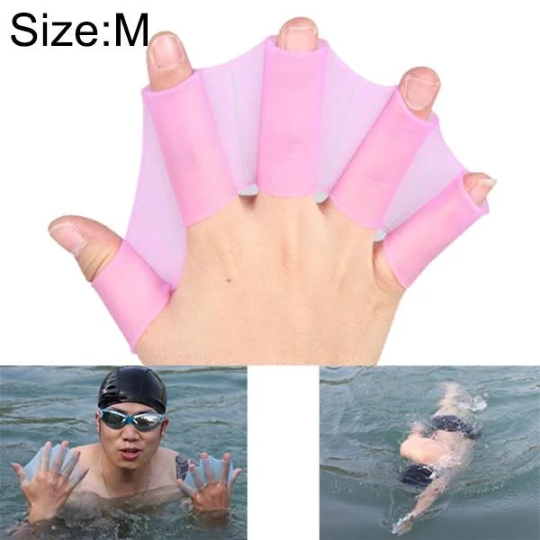 Silicone Swimming Web Fins Hand Flippers Training Gloves, M