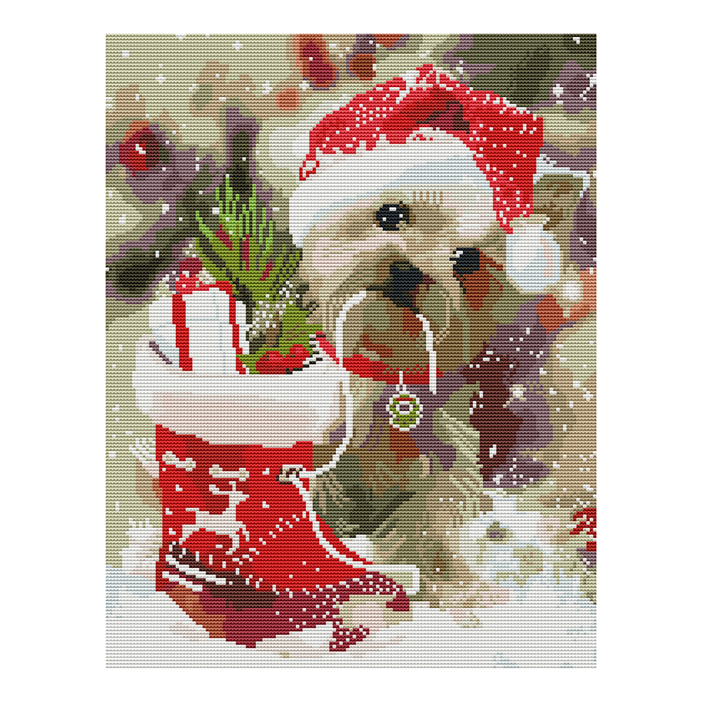 

Christmas Dog - 11CT Stamped Cross Stitch - 50*40CM, 501 Original