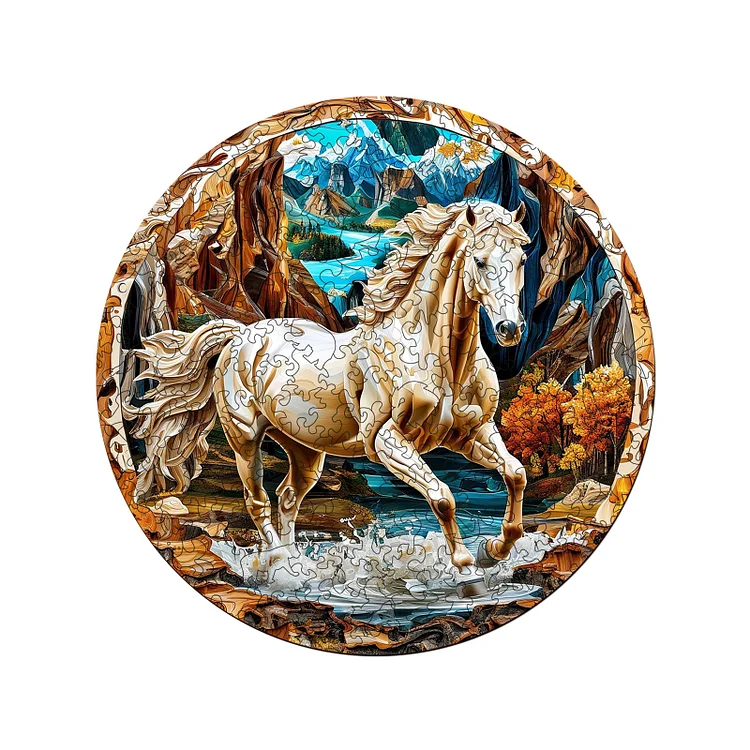 Running Stallion Horse - Wooden Jigsaw Puzzle