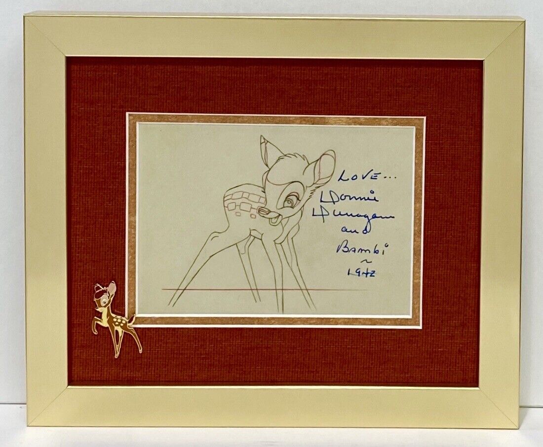 Donnie Dunagan Voice Of Bambi Double Matte & Framed Promo Post Card 9x11 Disney