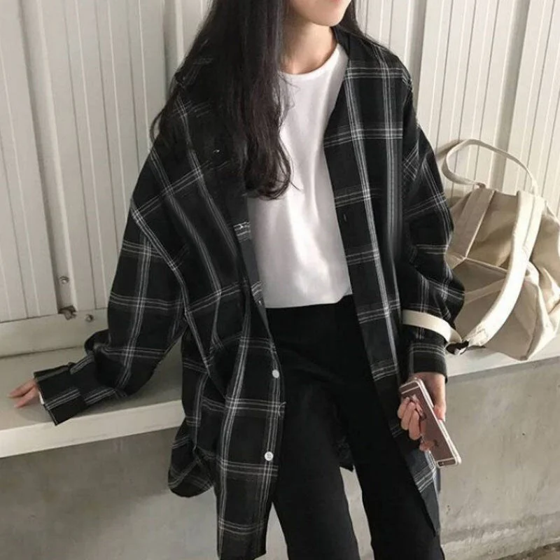 Blouses Women Classic Plaid Various Color Sweet All-match Casual Simple Student Korean Style Chic Soft Harajuku Vintage Ulzzang