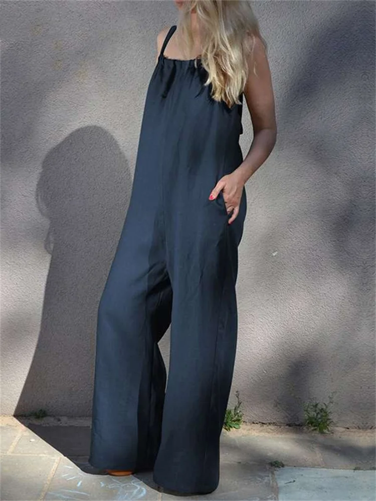 Tied Pleated Wide Leg Comfy Jumpsuit