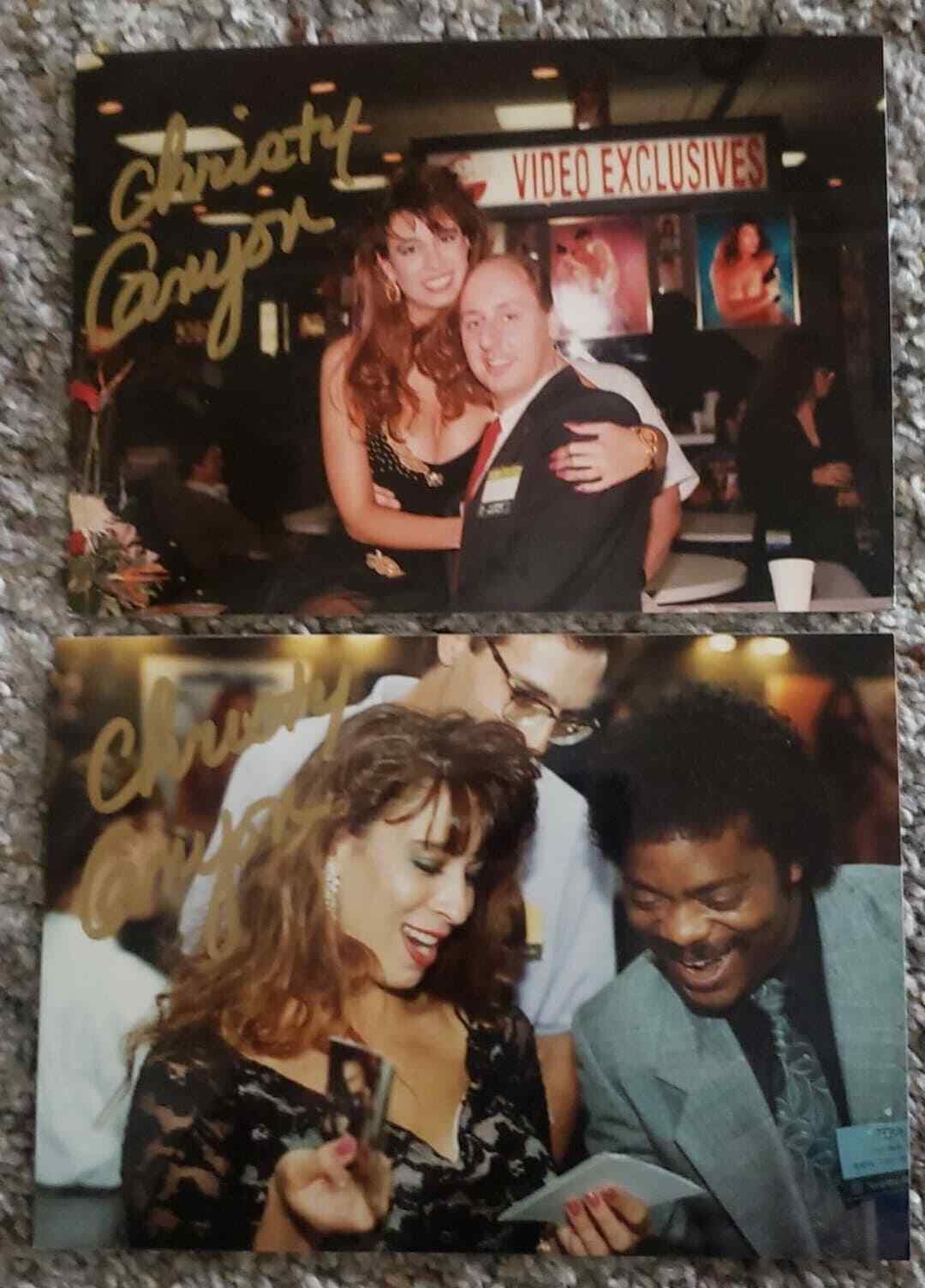 Christy Canyon lot of 2 One of One HAND Signed 3.5x5 Photo Poster painting