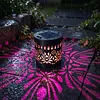 Solar Elegant Flower Wall Lights Waterproof Decorative Pathway Light 7-Color Changing Metal Projector Lamps for Backyards/Patio/Porch
