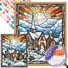 Diamond Painting-DIY Round Part AB Drill Stained Glass Snow Scene (45*55CM)