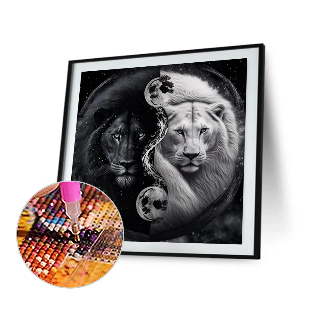 Diamond Painting - Full Round Drill - Yin Yang Lion(30*30cm)