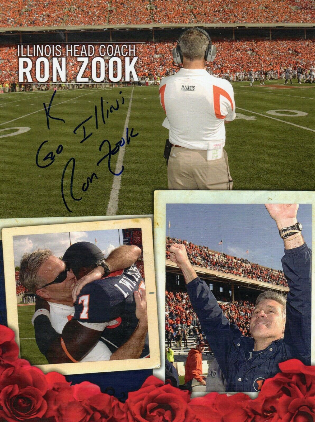 RON ZOOK AUTOGRAPH, AMERICAN FOOTBALL, ILLINOIS