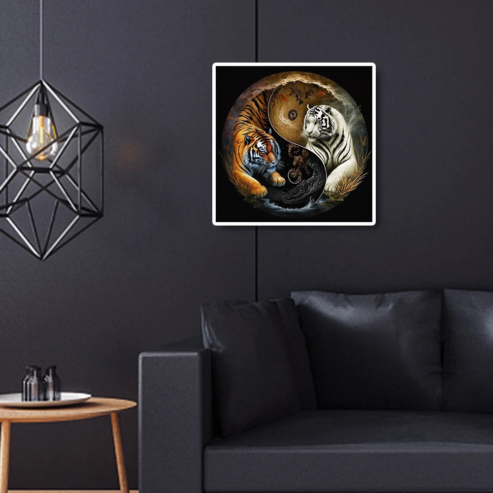 Diamond Painting - Full Round Drill - Yin Yang Tiger(30*30cm)