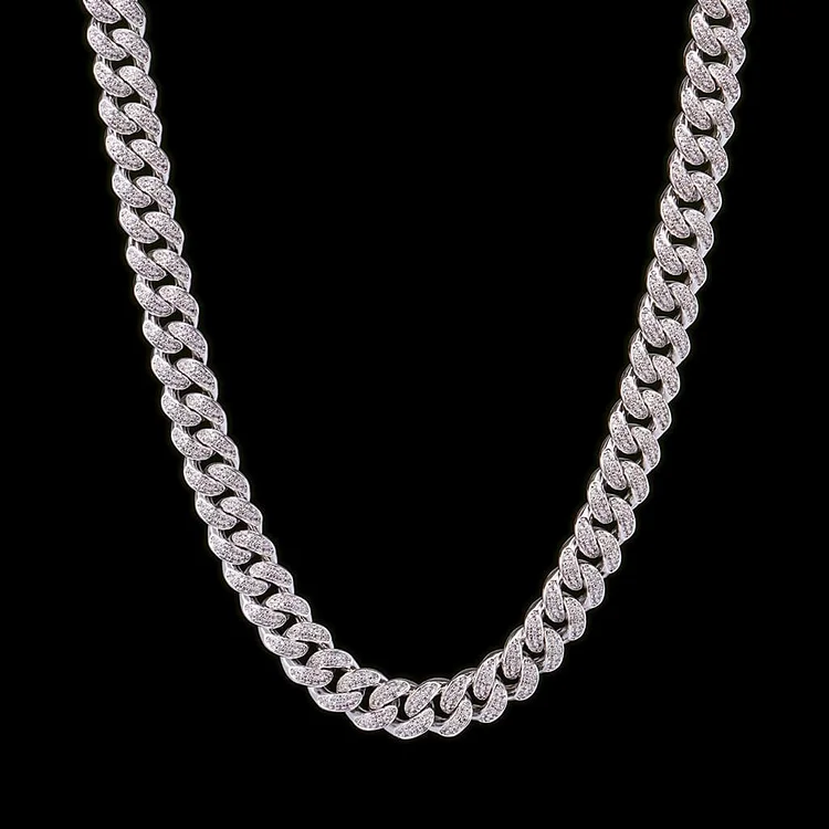 15MM Gold Sliver Iced Out Cuban Link Chain