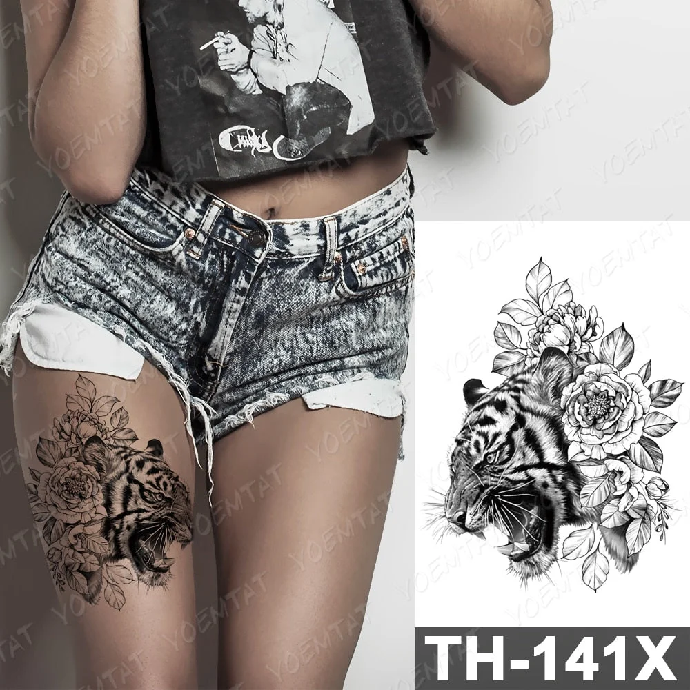 Forest Shadow Wolf Temporary Tattoo Sticker For Men Women Owl Lion Waterproof Fake Henna Tiger Animal Body Art Tatoo Decal