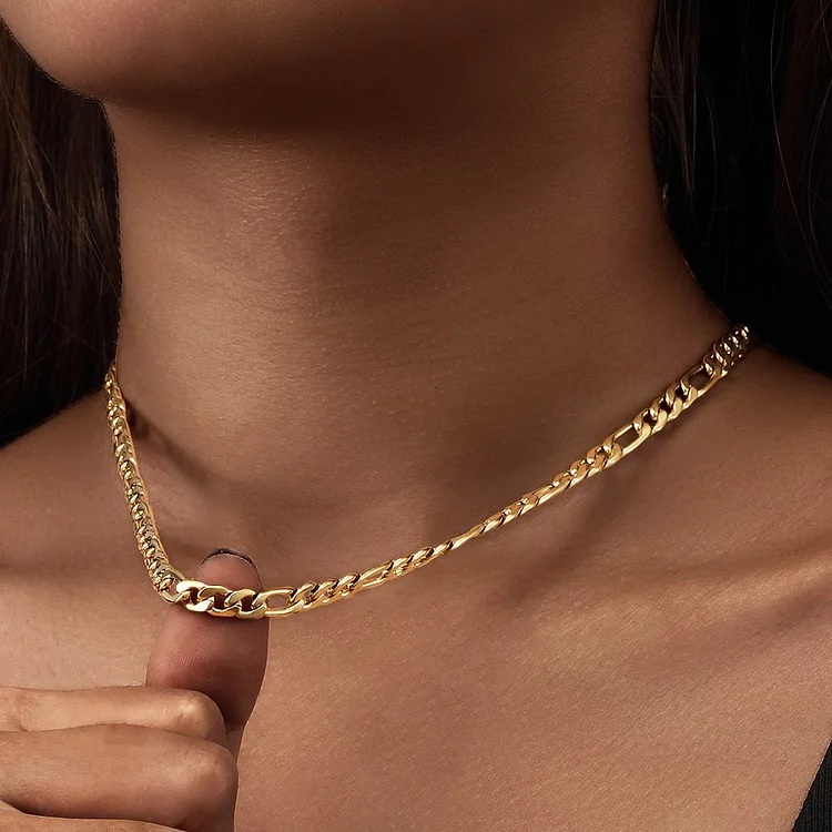 6/8/12MM Gold Women Figaro Chain Women Necklace