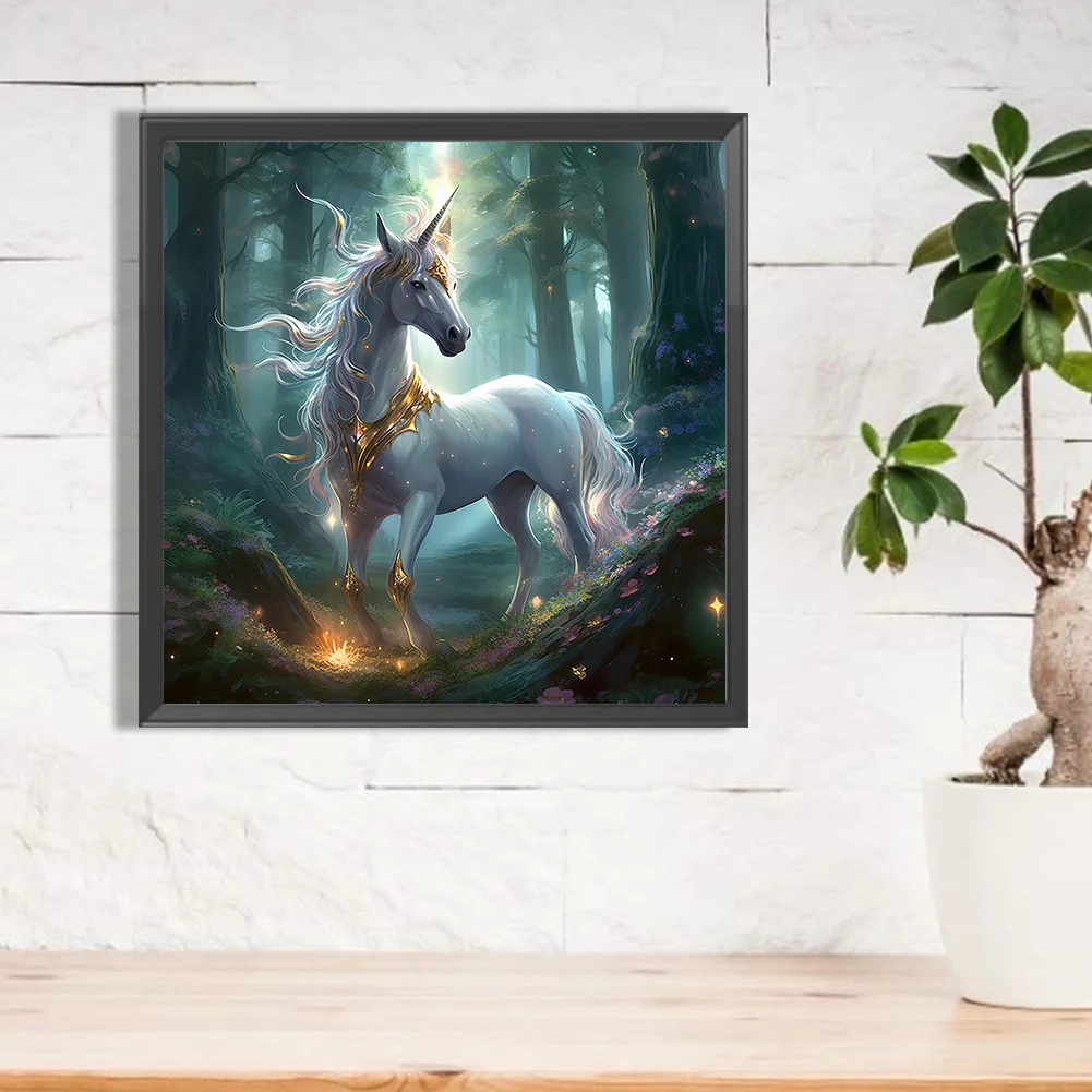 Full Round Diamond Painting 40*40cm - Forest Unicorn