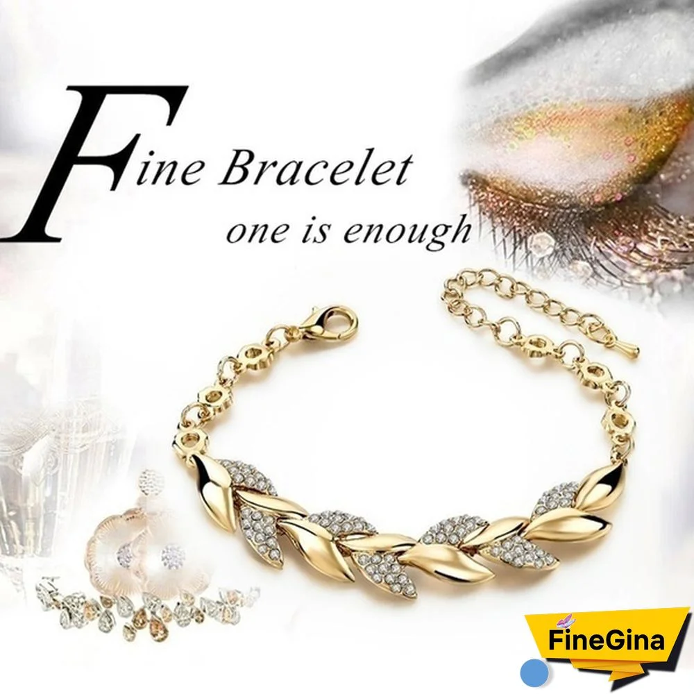 Luxury Fashion Women 925 Sterling Silver Crystal Bracelet 18K Gold Braided Leaf Bracelet Rose Gold Bracelet for Women Diamond Bracelet Valentine's Day Gift Party Bride Engagement Wedding Bracelet Anniversary Gift Christmas Gift Jewelry