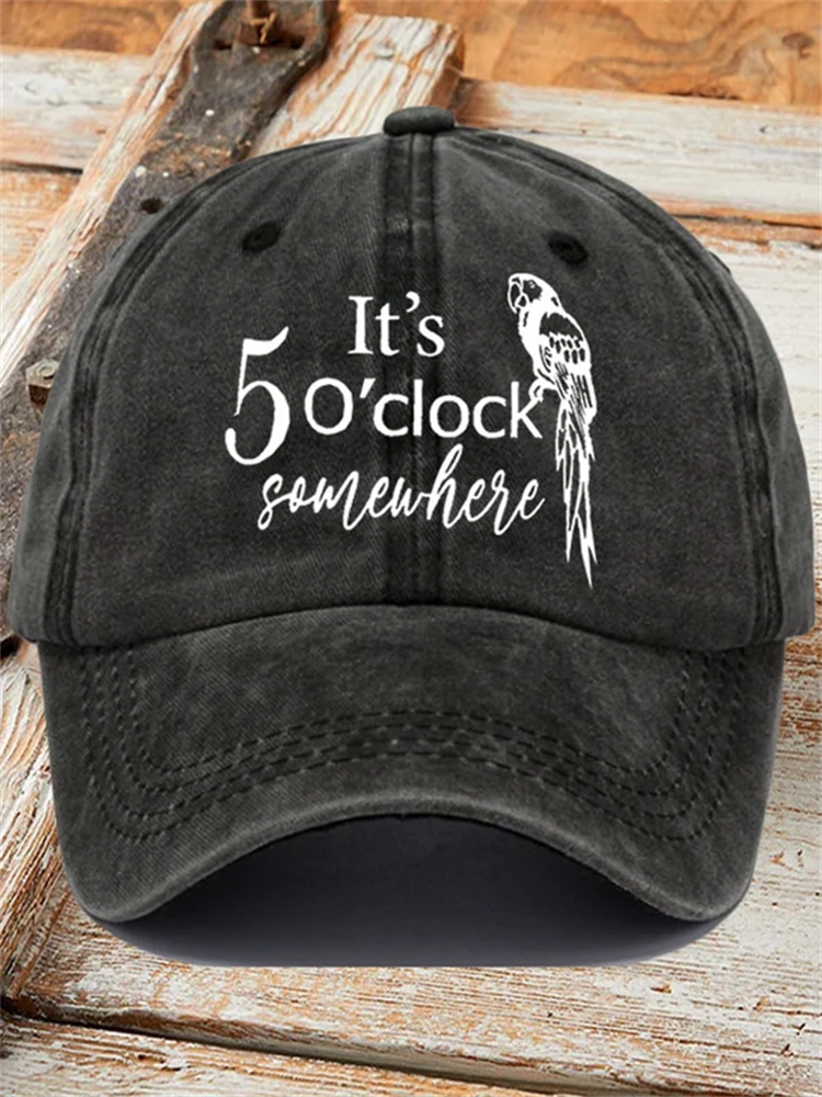 Retro It's 5 O'clock Somewhere Print Baseball Cap