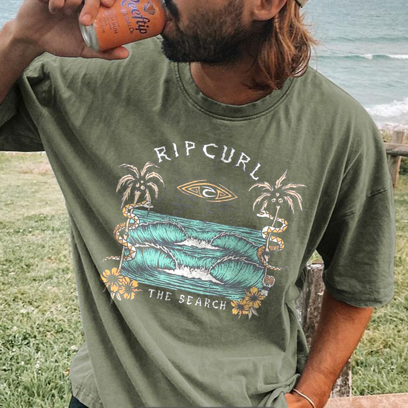 Men's Outdoor Surfing Surf-Inspired Graphic T-shirt
