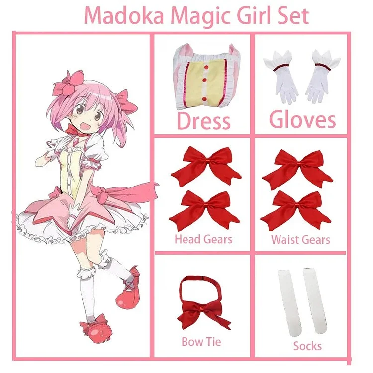 【Wetrose】In Stock Madoka Kaname Homura Akemi Cosplay Costume Mahoushoujo Magic Girl Dress JK School Uniform Set