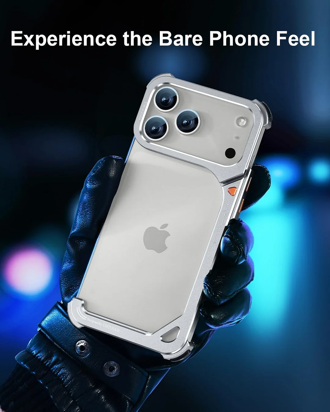 Compatible with iPhone 17 Pro Max metal protective case, aluminum frame, slim backless design, MagSafe compatible, shockproof protection, minimalist frameless phone case, natural titanium