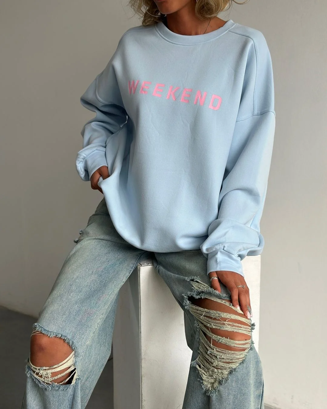 Churchf Churchf New Women's Casual Fashion Print Plus Thick Versatile Top Long-Sleeved Hoodie