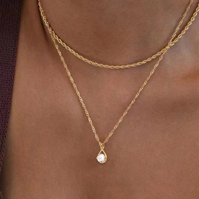 Copper 16K Real Gold Geometric Pendant Necklace