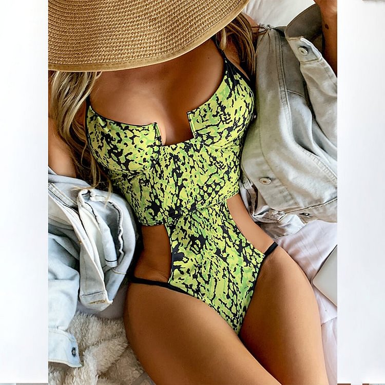 Sexy Cut Out Sling One Piece Swimsuit