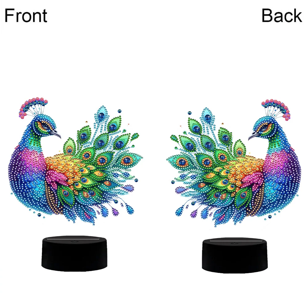 DIY Animal Peacock Diamond Painting Night Light Diamond Art Lamp Home Decoration