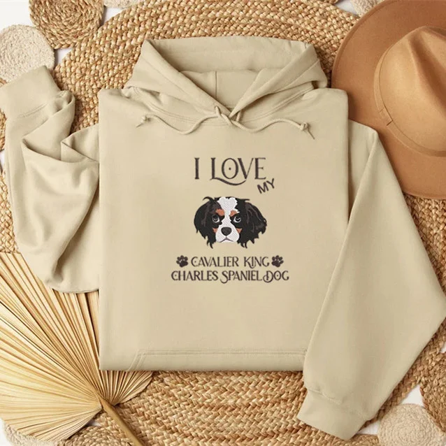 Personalized Embroidered I Love My Pet Dog Cat Hoodie Sweatshirt T-Shirt