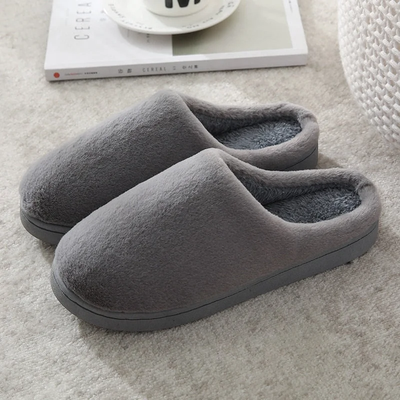 Men Winter Slippers Men and Women Couple Indoor Home Non-Slip Soft Cotton Shoes Women Solid Color Plush Slippers Shoes