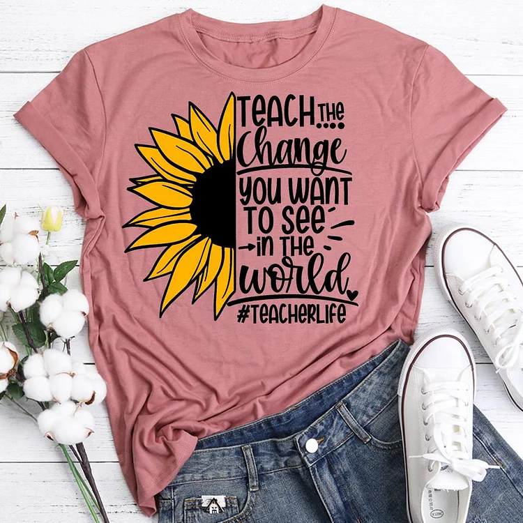 ANB - Teacher life sunflower Book Lovers Tee -06648