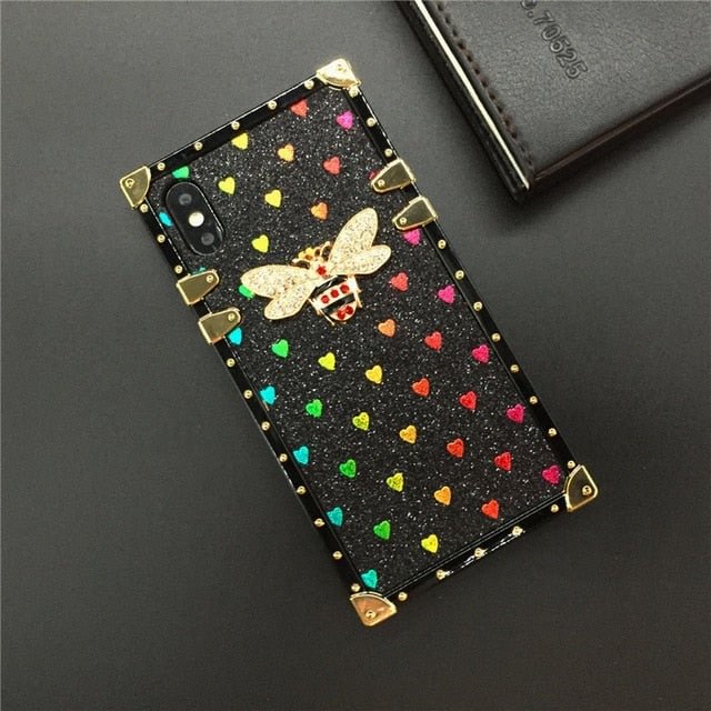 Luxury Bee Glitter Hearts Phone Case