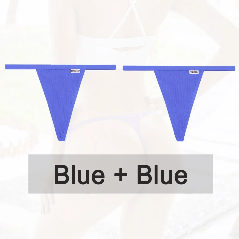Billionm 2PCS/Set Women Sexy Cotton Panties Solid Color Underwear G-String Hollow Breathable Underpants Female Intimates Lingerie