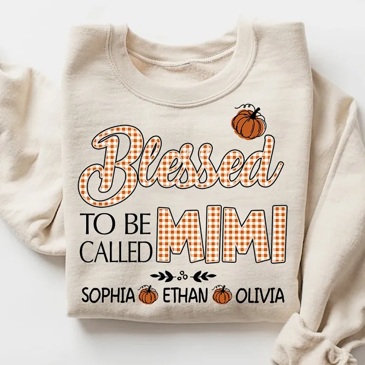 Blessed To Be Called Mimi Custom Grandkids Names Sweatshirt, Personalized Grandma Crewneck Gift