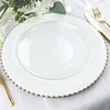 10 Pack | Clear Hammered 9" Round Plastic Dinner Plates With Gold Rim, Disposable Party Plates